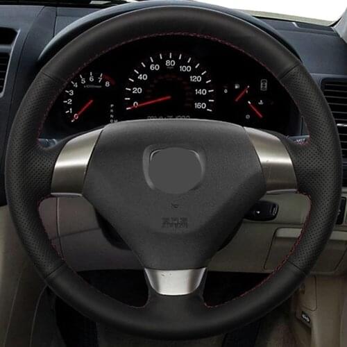 Car Products DIY Black Genuine Leather Car Accessories Steering Wheel Cover For Honda Accord 7 Coupe 2003-2007 (3-Spoke)