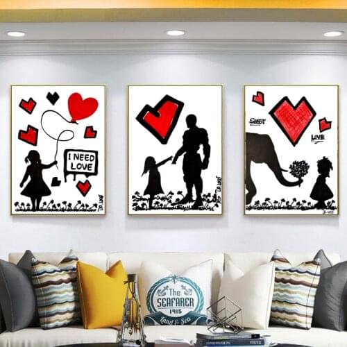 Banksy LOVE Graffiti Art Painting Printing on Canvas Street Wall Art Posters and Prints Decorative Pictures Living Room Decor
