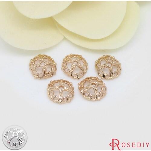 D117)10 pieces 9mm 24K Champagne Gold Color Plated Brass Cross Beads Caps Tassel Caps High Quality Diy Jewelry Accessories