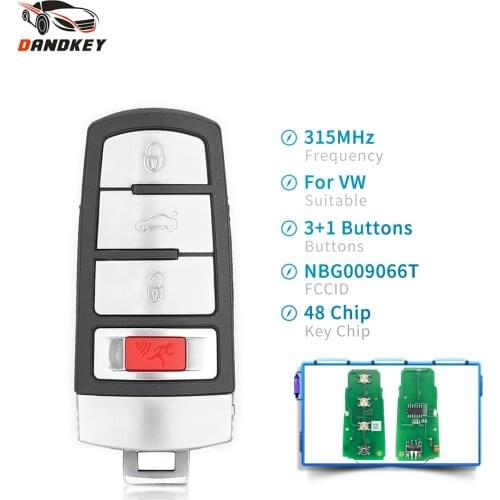 Dandkey NBG009066T Remote Car Key Fob 4 Button 315MHz ID48 Chip Keyless Go For VW Passat 2006 2007 2008 2009 2010 2011 2012 2013