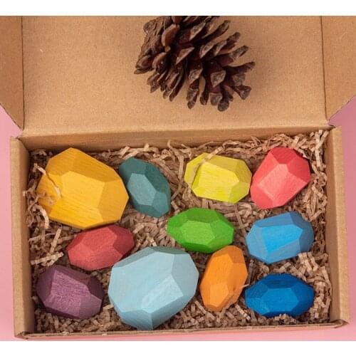 Wooden Stone for kids Building Block Creative toy Stacking Game Rainbow Toy