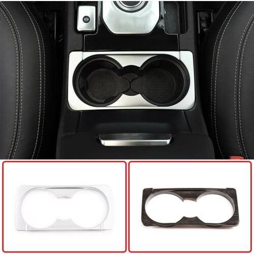 ABS Black wood grain Central Control Cup Holder Decoration Strips Stickers For Land Rover Discovery 4 2010-2016 Car Accessories