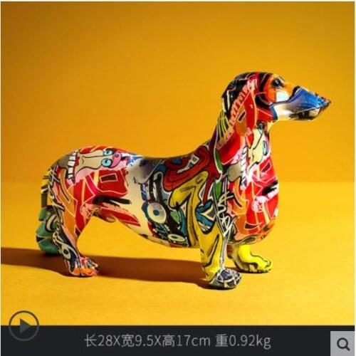 Home decoration medical Resin handicraft colorful German dog furniture office study home simulation animal sculpture Colorful