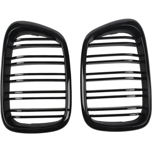 Glossy Black Front Hood Kidney Grille Grill ABS Dual Line Compatible for BMW E39 5-Series 525 528 1995-2004 Front Bumper Grille