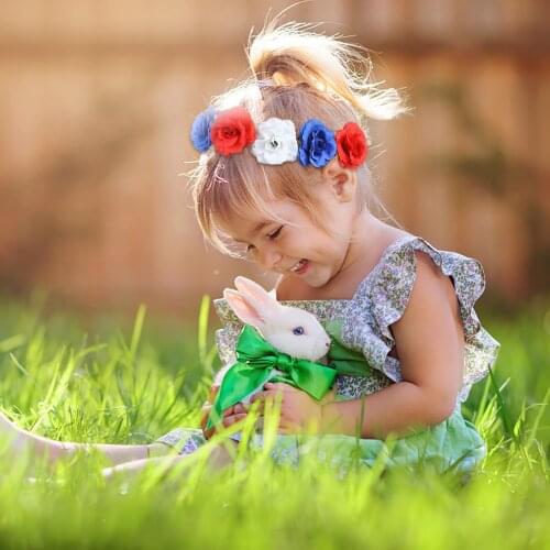 Headband Shabby Flower Headbands Patriotic Headband Red White And Blue Toddler Hair Accessories Flower Crown 5G