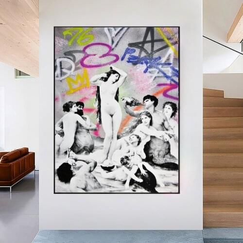 Graffiti Famous Paintings Sexy Nude Body Women Wall Art Canvas Painting Prints and Pictures Poster Interior Home Decor Cuadros