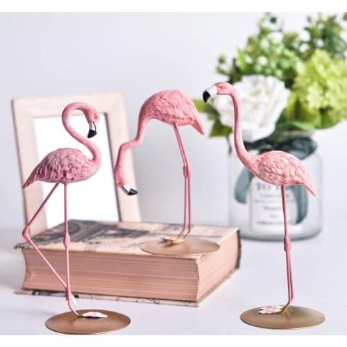 Ins Tv Cabinet Decoration Home Living Room Study Pink Flamingo Resin Decoration Simulation Animal Decorations Mini Crafts Gift