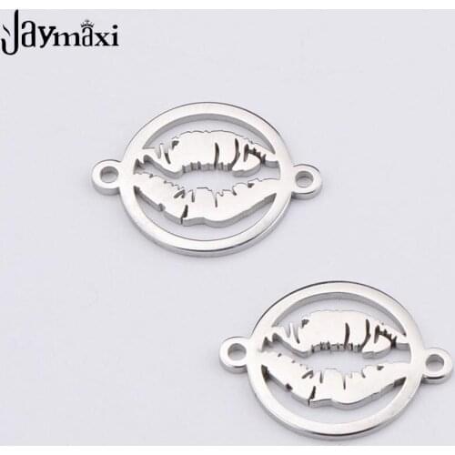 Jaymaxi Hollow Mouth Lips Charms Mirror Polished Stainless Steel Love Kiss Pendants For DIY Jewelry Gift Wholesales 20Piece/lot