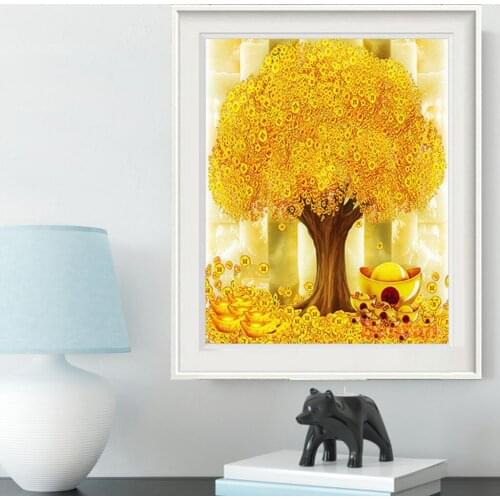 Chinese Style 5D Diy Diamond Painting Money Tree Full Square Round Diamond Embroidery Cross Stitch Kits Mosaic CraftsZP-4544