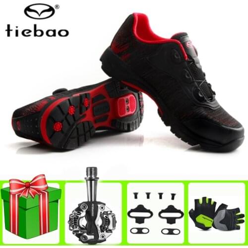 TIEBAO leisure Cycling Shoes add SPD pedal set Men Sneakers Women MTB Mountain Bike Bicycle Self-Locking Riding Shoes superstar