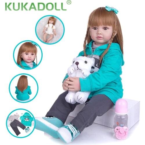 KUKADOLL 24 Inch Reborn Babies Dolls Cloth Body Stuffed Bebe Reborn Boneca Menina Lifelike Princess Doll For Kids Birthday Gift