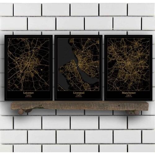 Leicester Liverpool Manchester Middlesbrough Newcastle Norwich Nottingham Oxford Peterborough England Map Poster
