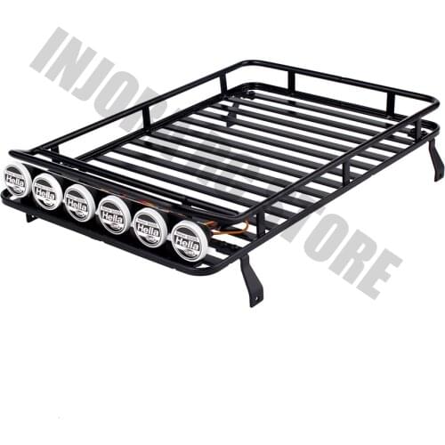 Metal Luggage Carrier with LED Light Bar 238*156mm Roof Rack for 1/10 RC Crawler SCX10 Tamiya CC01 D90
