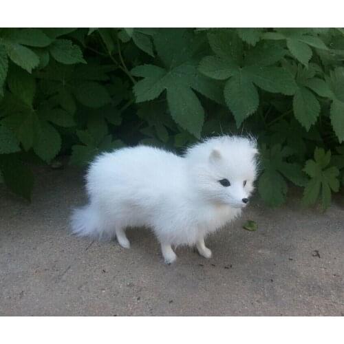 Cute simulation white fox toy standing new fox resin&fur doll gift about 16x12cm 1309