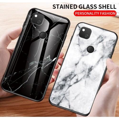 Marble Hard Tempered Glass Cover For Google Pixel 5XL 4XL 2XL XL 4A 3A XL Schokproof Protective Case For Google Pixel