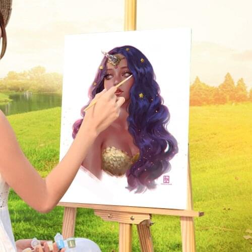 Cartoon Girl Woman Coloring By Numbers Painting Package Acrylic Paints 50*70 Canvas Pictures Wall Decoration For Handicraft