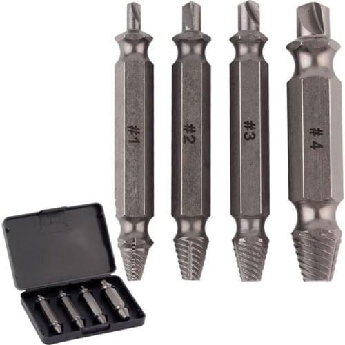 1# 2# 3# 4# 4 in 1 Screw Extractor Drill Bits Guide Set Broken Damaged Bolt Remover Tools for Metal Drilling with case