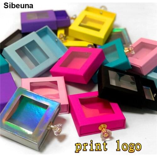 NEW Wholesale Bright color Packing box for eyelash blank eyelash package Multicolor box Eyelashes open window print logo makeup