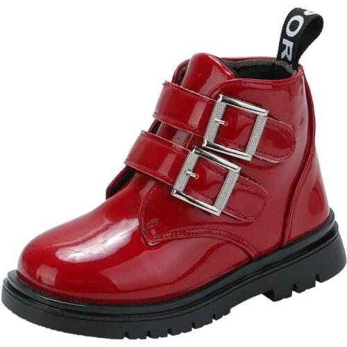 2021 spring and autumn girls new Martin boots boys baby fashion single boots double buckle children princess short boots