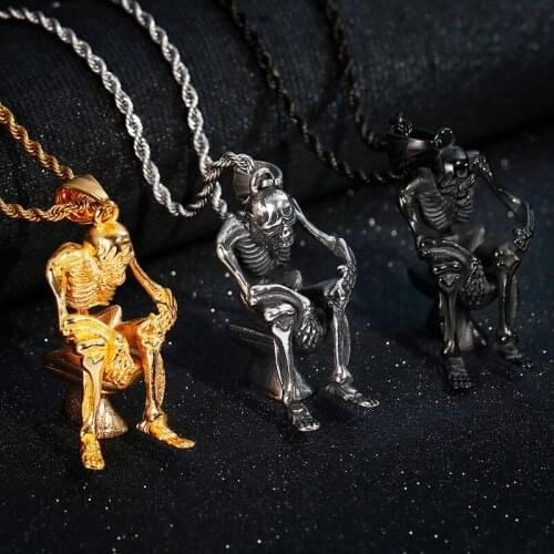 New European and American personality unique skull pendant mens stainless steel pendant