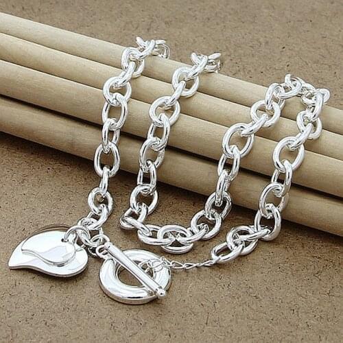 925 Silver Necklace Fashion Double Heart Chain Necklaces High Quality Jewelry for Women Wedding Party