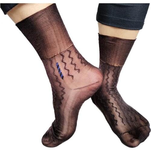 PEAJOA Brand Male Sexy Nylon Silk Socks For Gentlemen High Quality Softy Gay Mens Sheer Hose Stockings