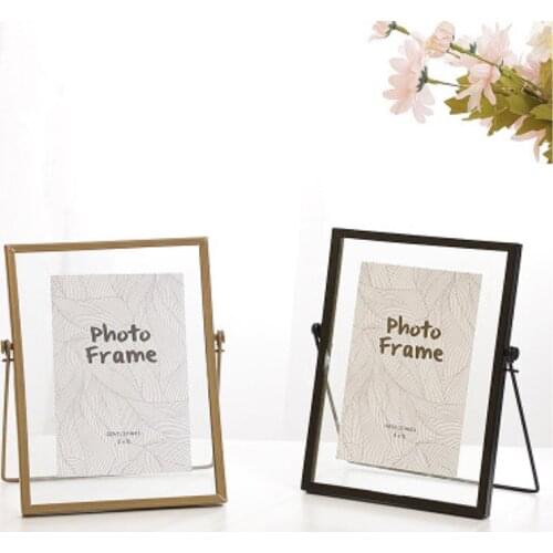 Nordic Geometric Simple Metal Glass Photo Frame Plant Specimen Folder Home Room Decoration Photo Frame 6 Inch