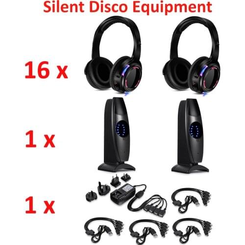 RF Wireless Headset Led Light Silent Disco Headphones 16pcs package with 1 transmitter