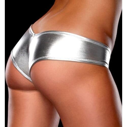 Sexy Panties Women Underwear Woman Solid Flashing Opaque Patent Leather Imitation Leather Pants Shining Stringi Underwear