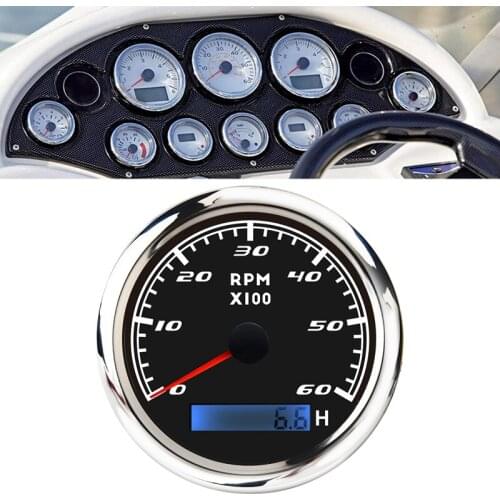 Universal Speedometer 12V/24V Odometer 85mm LCD Hourmeter Tachometer Backlight for Marine Car Motorcycle