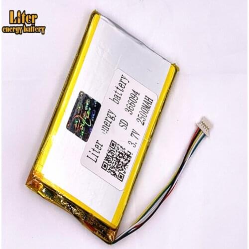 Plug 1.0-5P 366094 356095 2500mah 3.7V Li-ion Polymer Battery Rechargeable For tablet pc 7 inch MP4 MP5