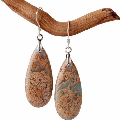 Vintage Natural Stone Pendant Earrings For Women Wedding Jewelry Bohemian Big Earrings Boucle Oreille Femme Gift Dropshipping