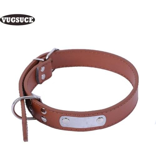 VUGSUCE Solid Pet Collar PU Leather for Chihuahua Puppy Soft Dog Collar Durable Adjustable for Small Dogs Pet Supplies 5 Color