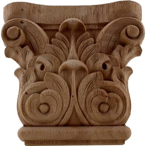 VZLX Vintage Floral Carved Corner Wall Door Furniture Decorative Figurines Wood Appliques for Home Decor Decoration Accessories