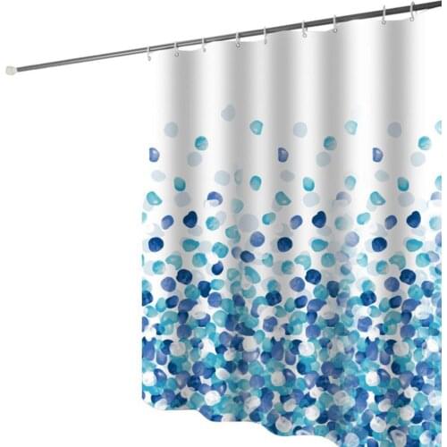 Home Bath Curtain, Flower Petals Print Washable Waterproof Shower Curtains with Hooks for Bathroom, Blue White