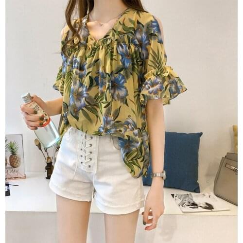 Oversized 4XL Loose Flarol Women Blouse 2021 Summer New Off Shoulder Flare Sleeved Loose Lady Elegant Pulls Outwear Tops