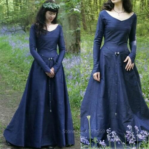 Renaissance Full Sleeve Victorian Medieval Costume women Halloween Dress Cosplay Palace Vestido Plus Size Vintage Carnival Party