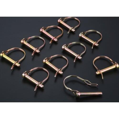 10pcs Steel Quick Lock Trailer Truck Coupler Safety Pin Bicycle Stroller Cargo Boat Hitch Hook Clip D shape Buckle Pin M8*50mm