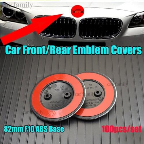 100pcs 82mm Blue White Car Front Hood Bonnet Badge Rear Emblem Auto accessories Auto Head Label Cover for bmw F10 Logo