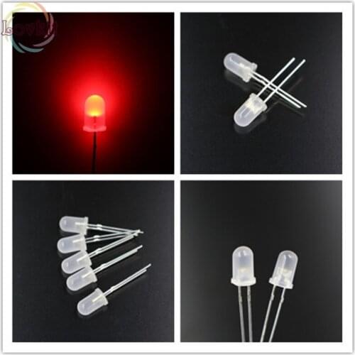 1000 X 5mm Diffused Red LEDs Bulb Light Urtal Bright MILK led lamp Electronic Components 5MM Emitting Diodes Retail Wholesale