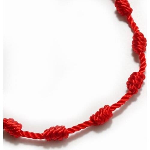 2Pcs Handmade Cross 7 Knots Red String Bracelet Good Luck Amulet for Success and Prosperity Friendship Bracelets Kit