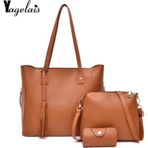 3 pcs/set Women Handbags Set Ladies Leather Composite Bag Casual Shoulder Totes Big Capacity Purses Female Messenger Crossbody
