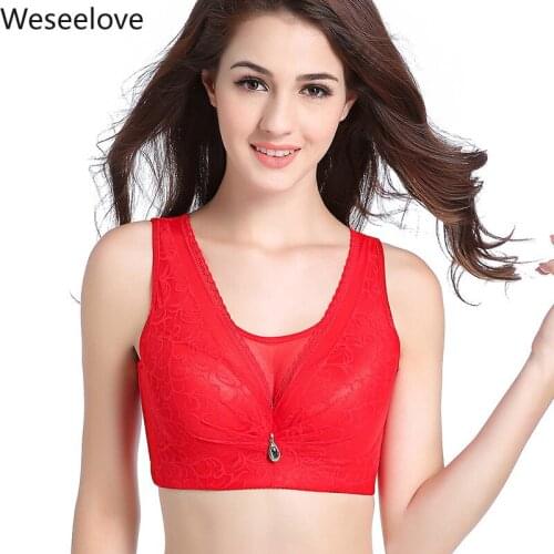 Weseelove Large Cup Bra CDE Plus Size Women Push Up Gathering Soutien Gorge Breast Holding Lace Breast Holding Womens Bra M09-1