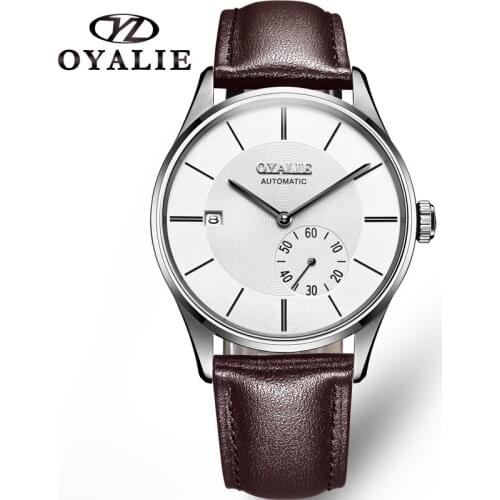 Men Automatic Watches 3 ATM Leather Strap Waterproof Wristwatches Relojes Hombre relogios masculinos