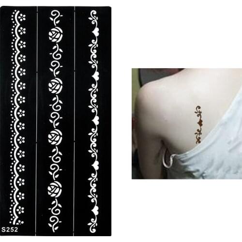 1pc Black Henna Stencil Tattoo Lace Heart Flower Shape Waterproof Temporary Tattoo for Women Body Art Tattoo Sticker Design S252