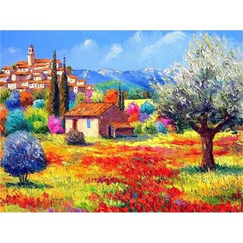 5D DIY Diamond Embroidery House Full Square Diamond Painting Village Landscape Cross Stitch Mosaic Home Decorations