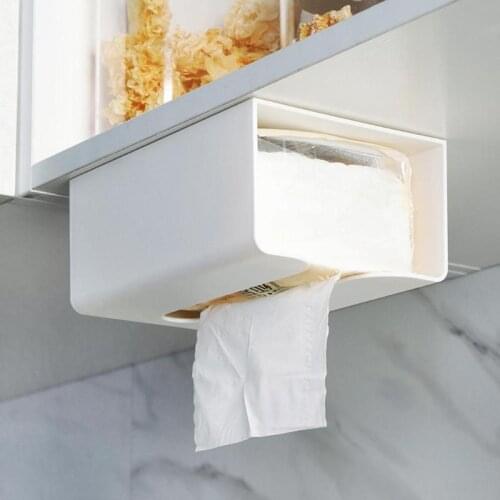 Kitchen Paper Storage Box Paper Box Paste Wall-mounted Paper Towel Holder Container Toilet Tissue Box