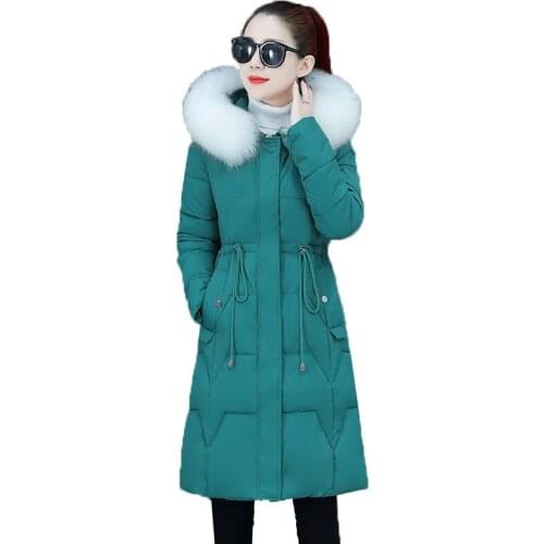 Korean New Cotton Clothing Female Winter parkas Hooded Coat Women Mid-length Slim fit Thicken Keep Warm Down Cotton Jacket T307