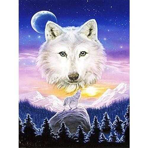 Moon Night Forest Wolf Animal Diamond Painting Round Full Drill Nouveaute DIY Needlework Mosaic Embroidery 5D Cross Stitch