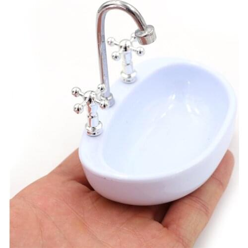 1/12 Scale Cute Bathroom Washbasin Washing Machine Pretend Classic Toy for Children Birthday Gift Dollhouse Miniature Furniture